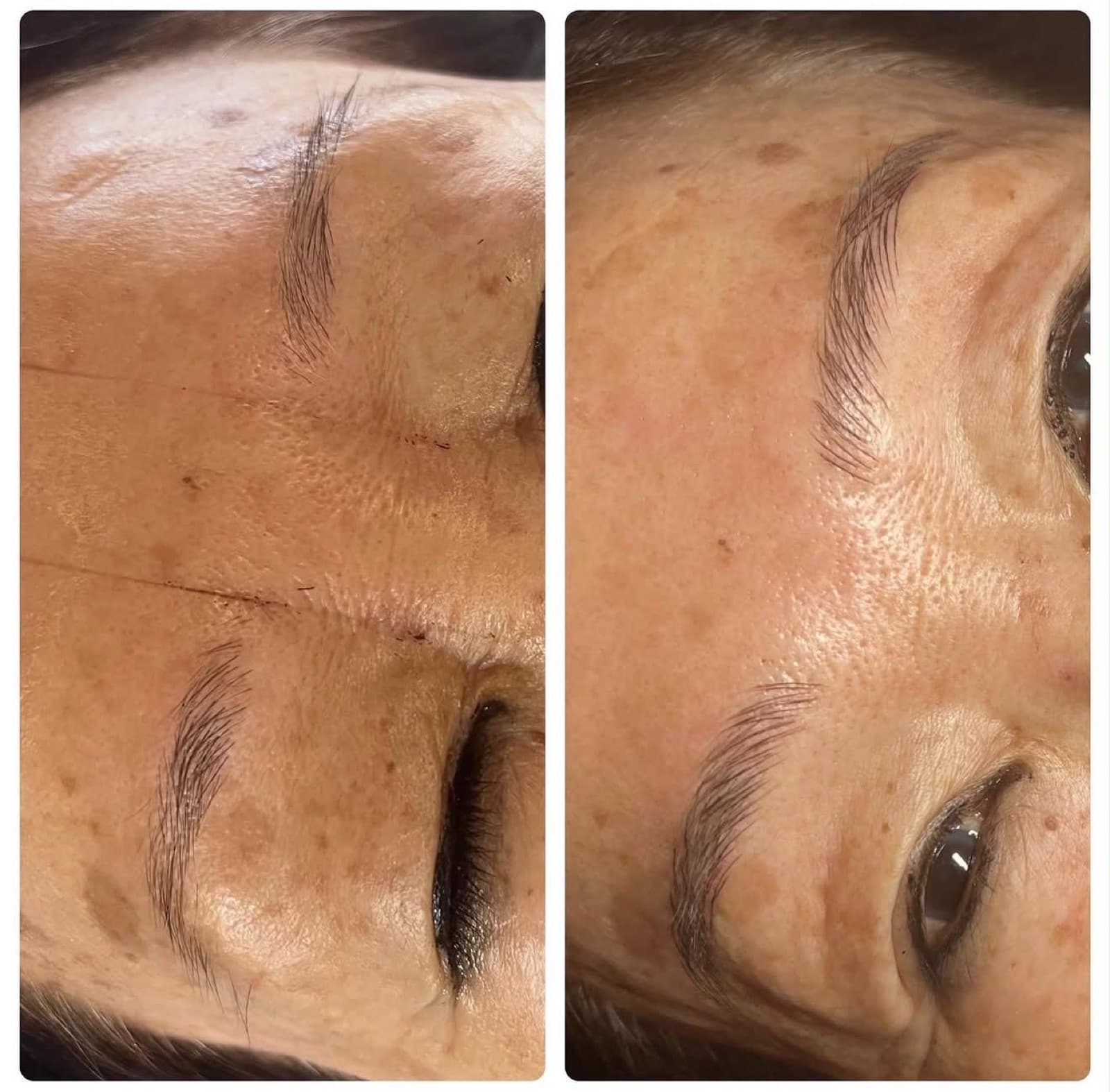 Hair-stroke brows, before & after — Brows